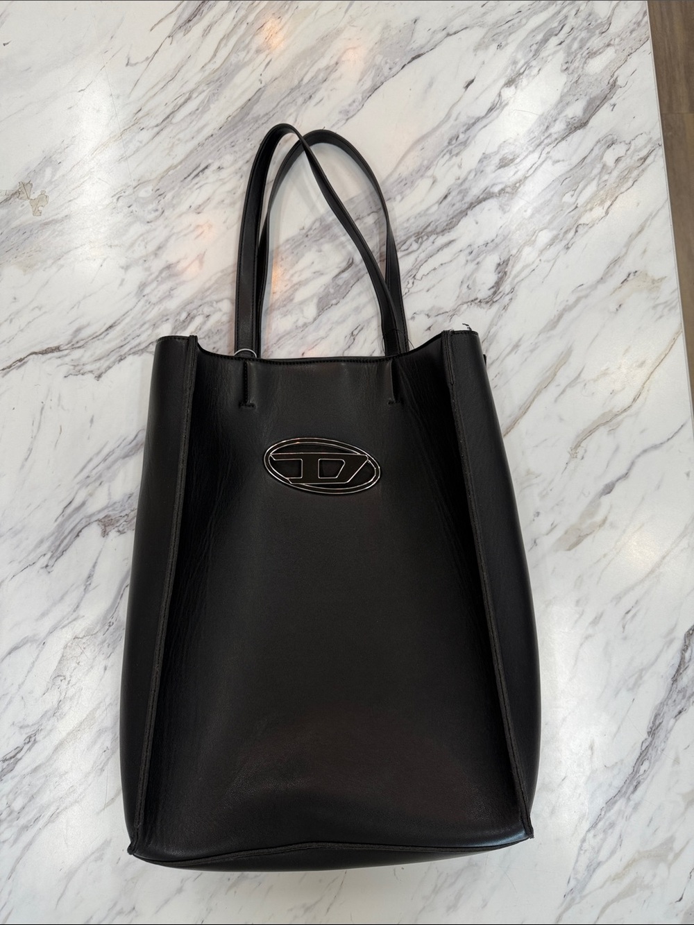 Diesel Black Leather Logo Tote